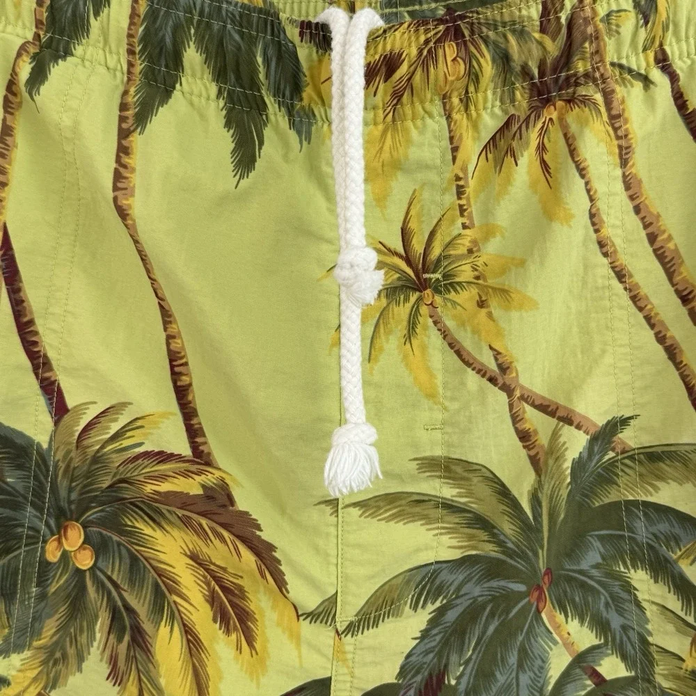 VTG Tommy Bahama Swimming Trunks Shorts Mens M Green Yellow Palm Floral Print